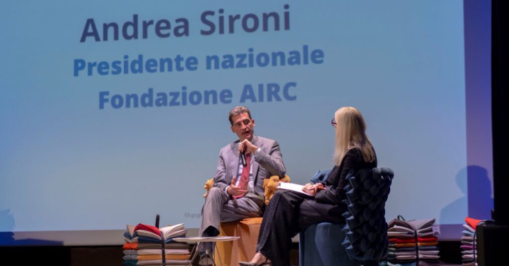 Andrea Sironi all'evento AIRC con Calia Italia